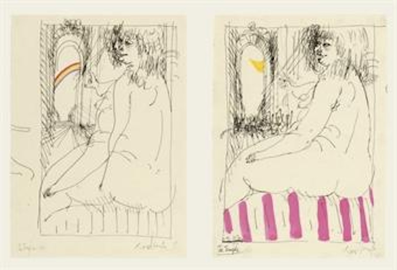 Two studies for The Temple by Ronald Searle