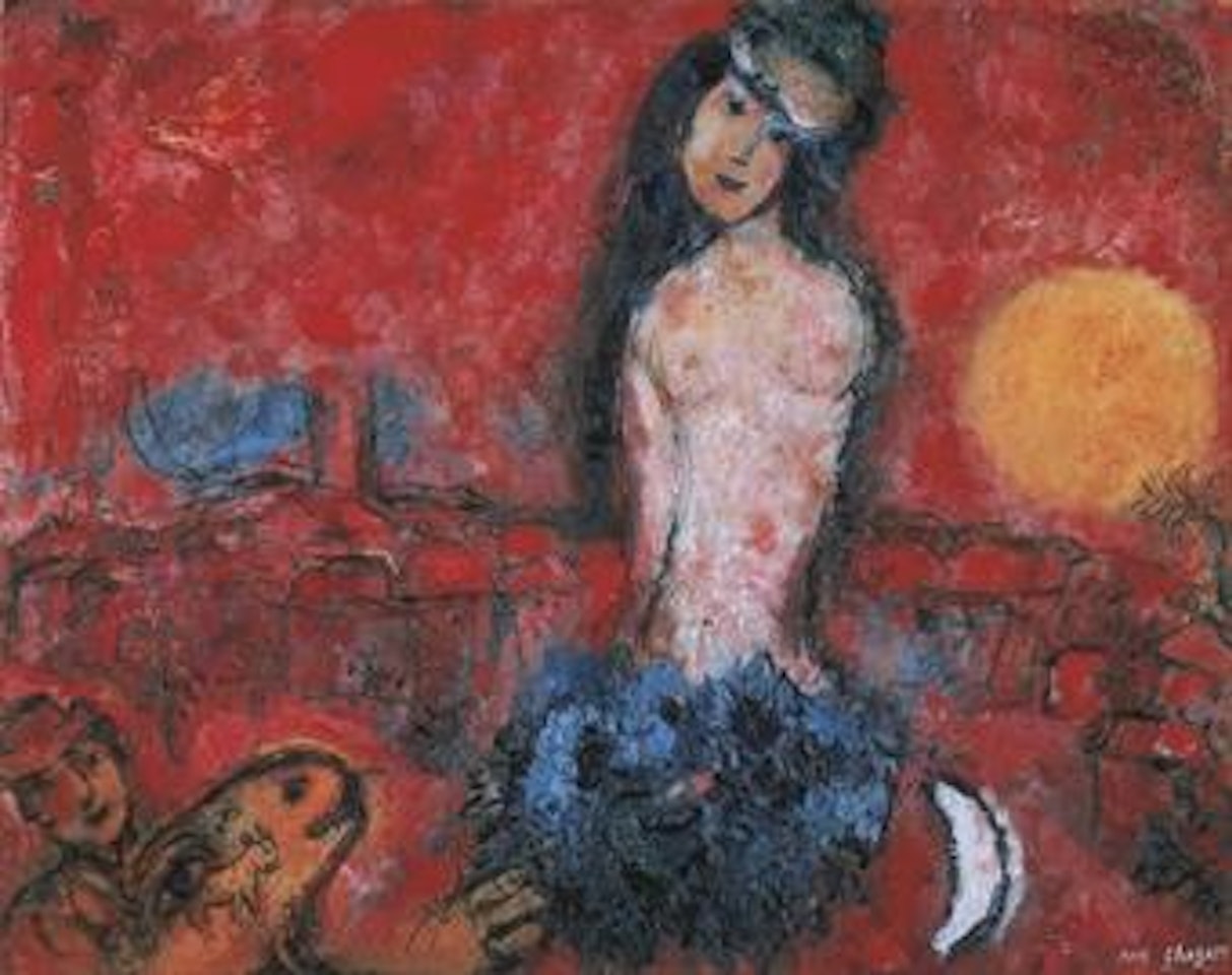 Nu sur fond rouge by Marc Chagall