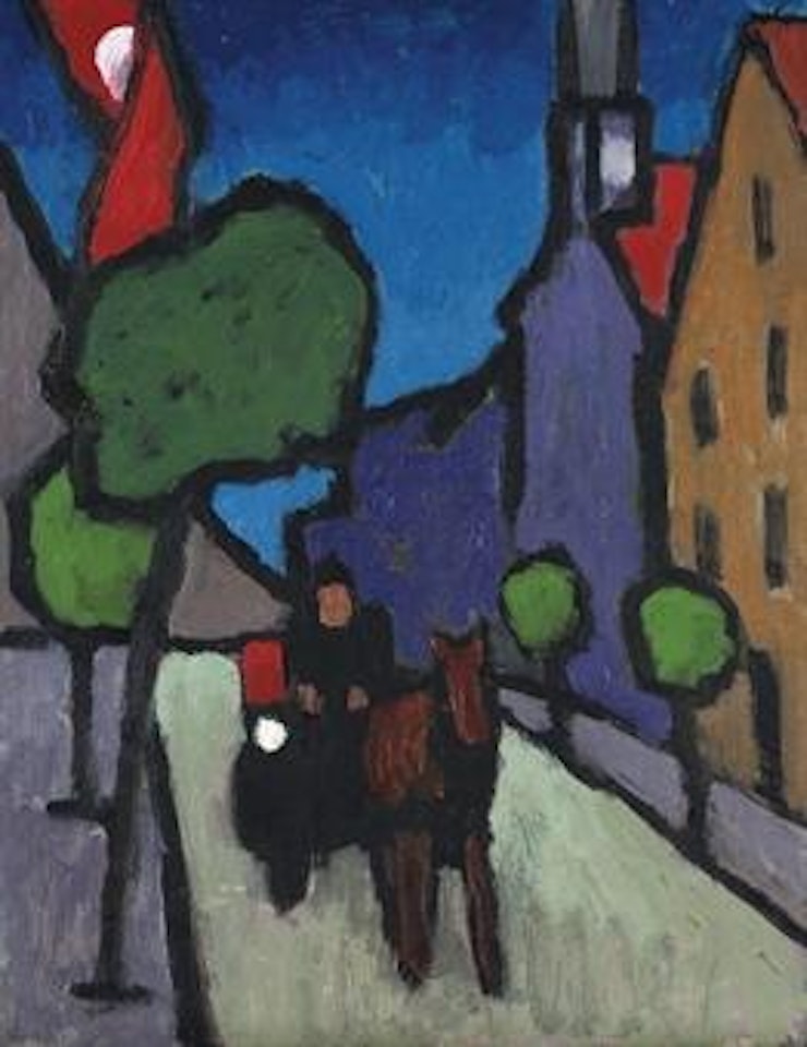 Murnauer Hauptstrasse mit Pferdefuhrwerk by Gabriele Münter