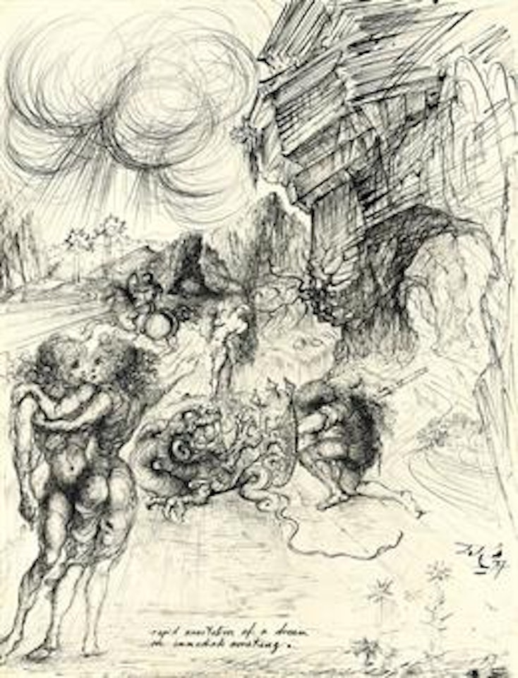 Rapid annotation of a dream on immediate awaking by Salvador Dali