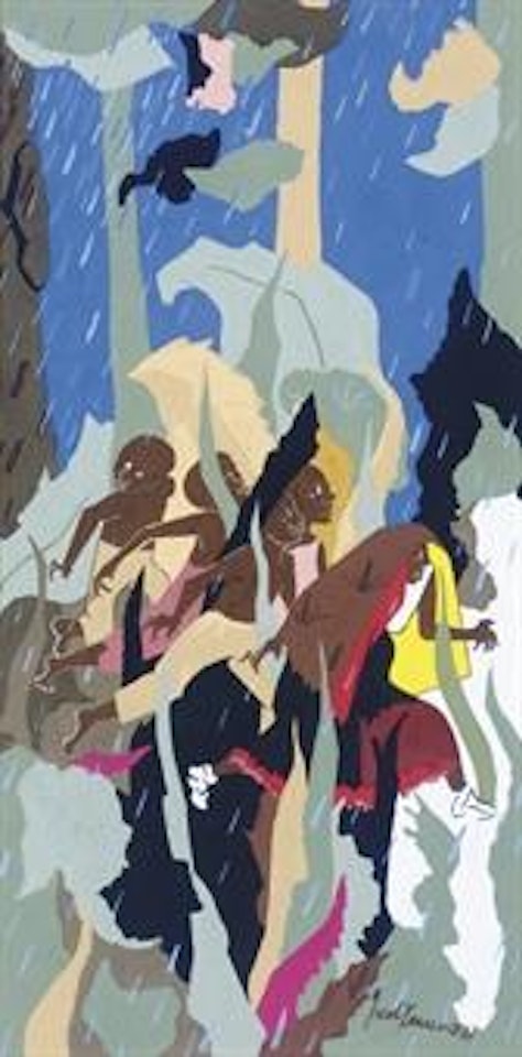 Flight #1 (Walking in the Rain) by Jacob Lawrence