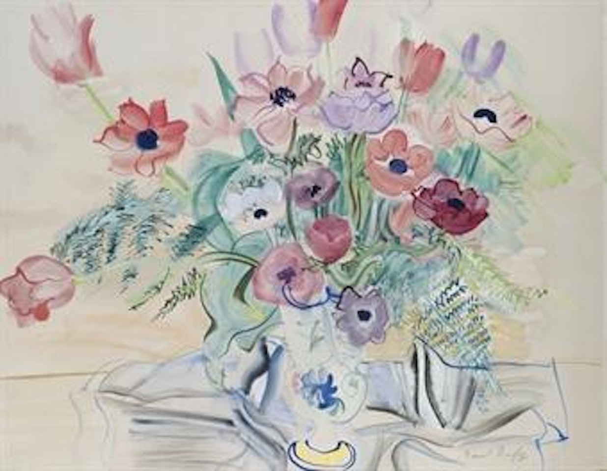 Bouquet d'anémones et de tulipes by Raoul Dufy