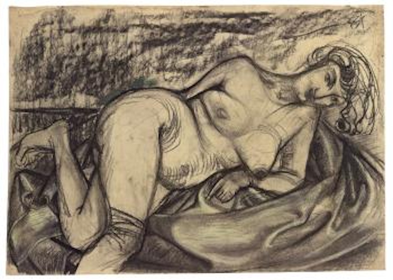 Karton zu 'Liegender Akt' by Otto Dix