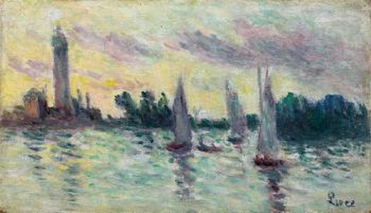 Trois voiliers devant Le Phare by Maximilien Luce