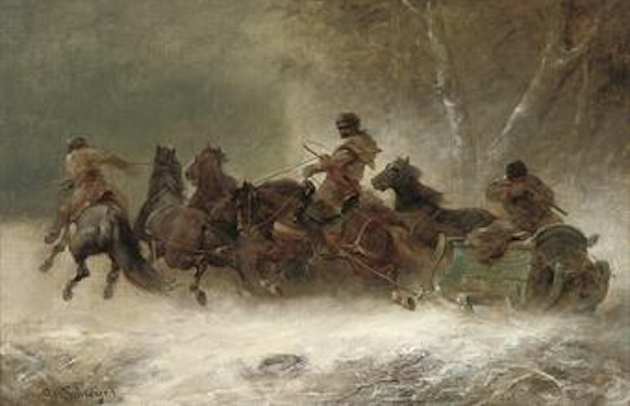 Running from the wolves by Adolf Schreyer
