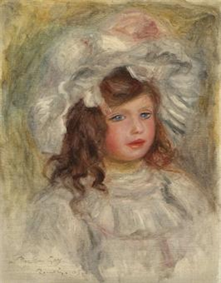 Jeune fille au chapeau (Tête de fillette) by Pierre-Auguste Renoir