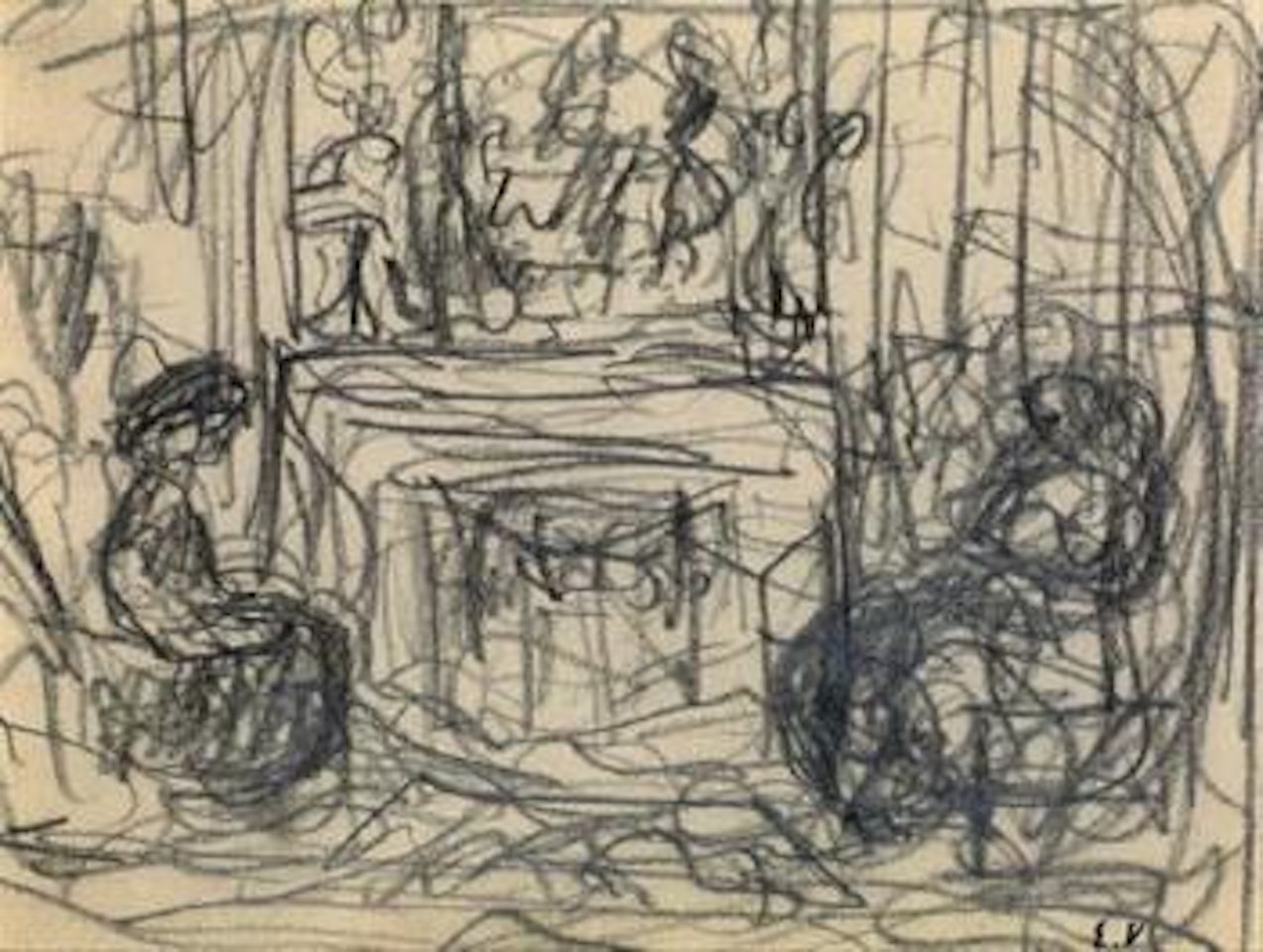 Personnnages autour de la cheminee by Édouard Vuillard