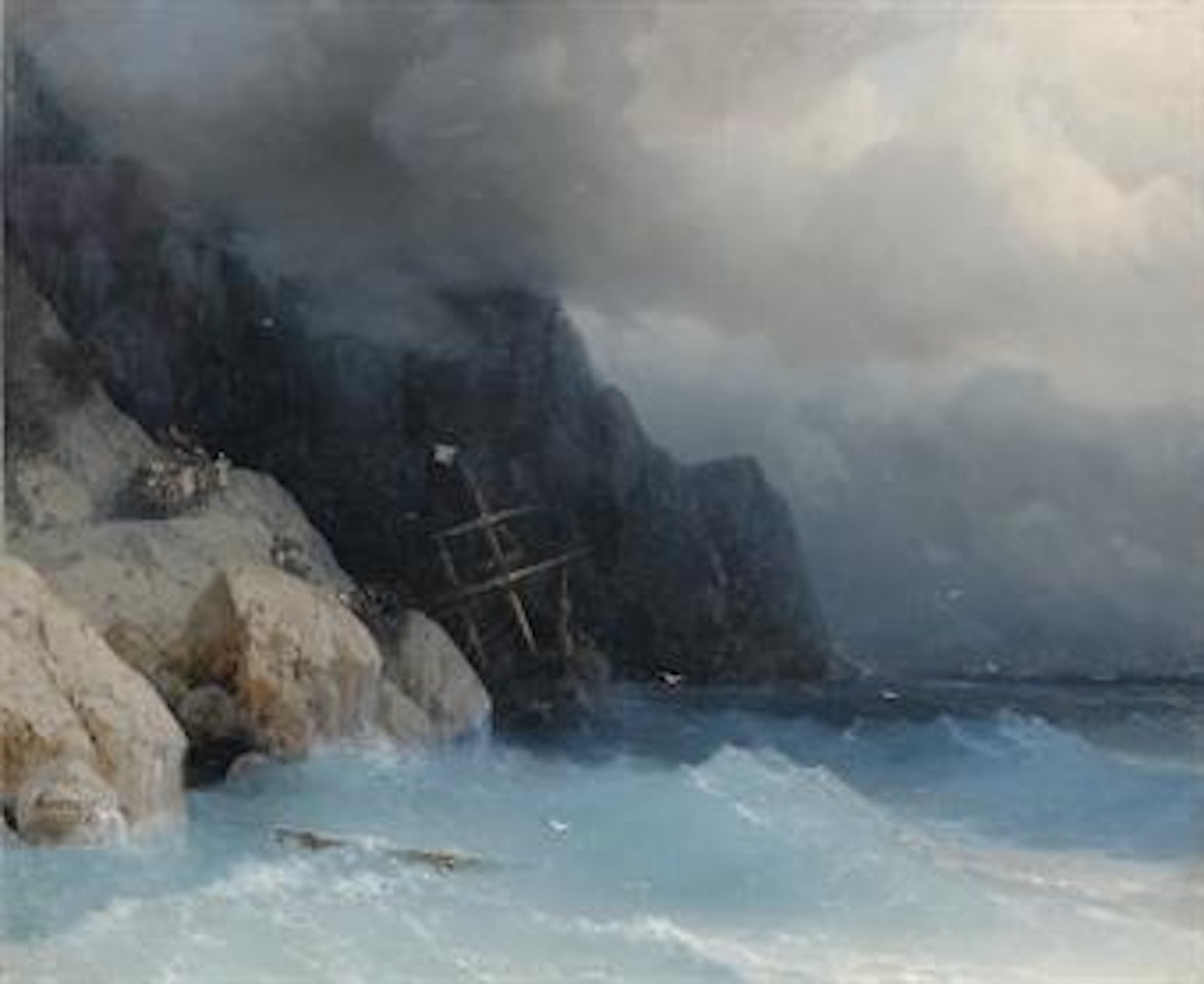 Survivors of a shipwreck on a rocky path by Ivan Konstantinovich Aivazovsky