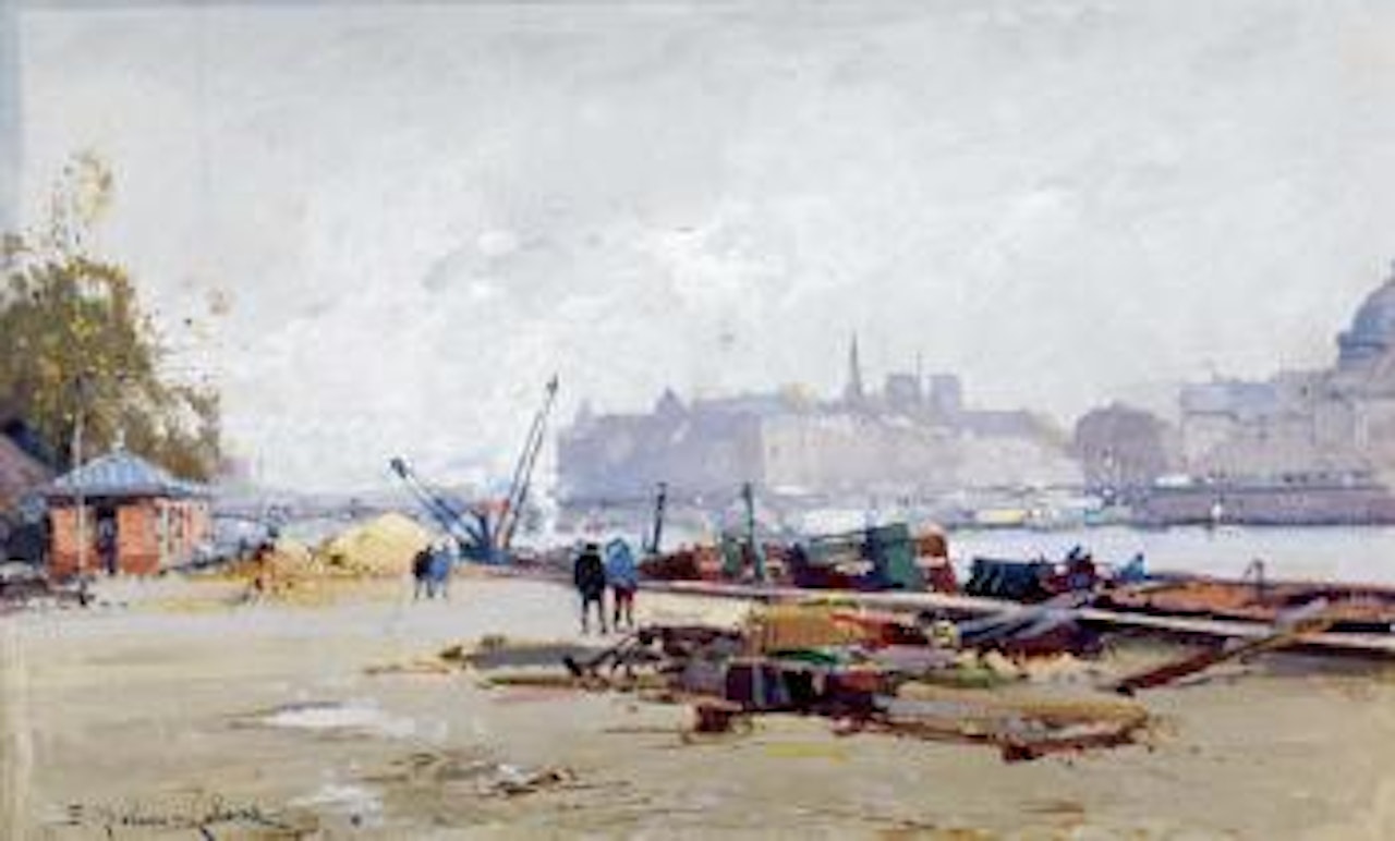Le quai du Louvre by Eugene Galien-Laloue