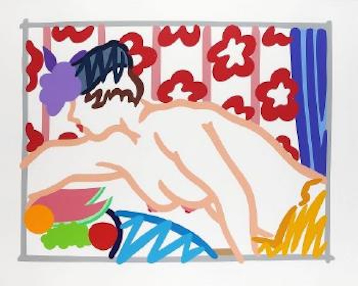 Judy reaching over table by Tom Wesselmann