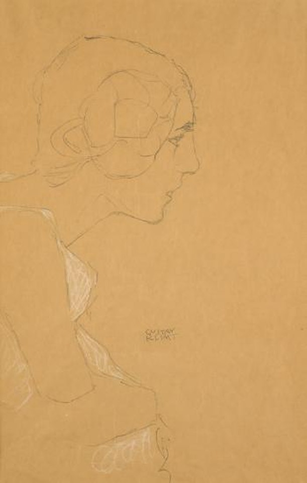 Kniestuck im Profil nach rechts by Gustav Klimt