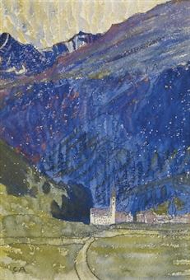Dorf mit Kirche im Bergell by Cuno Amiet