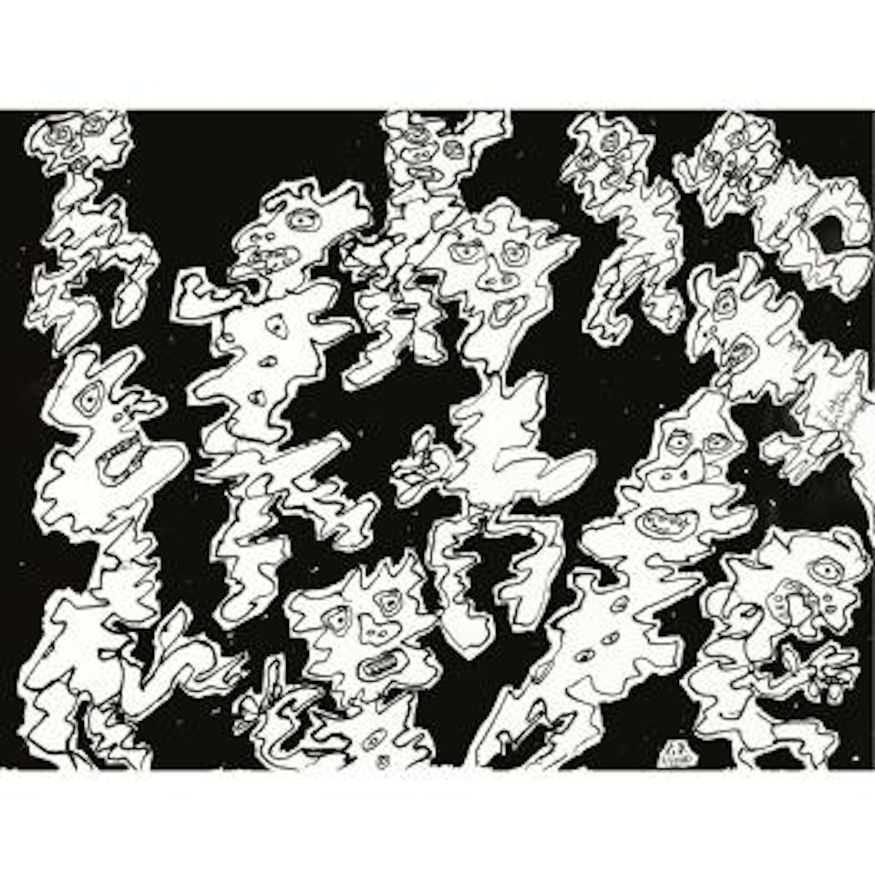 Onze Personnages Fond Noir by Jean Dubuffet