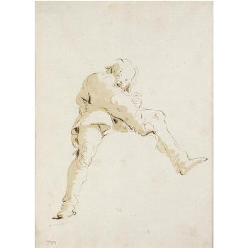 A Young Man, Seen From Below, Straddling A Cloud by Giovanni Battista Tiepolo