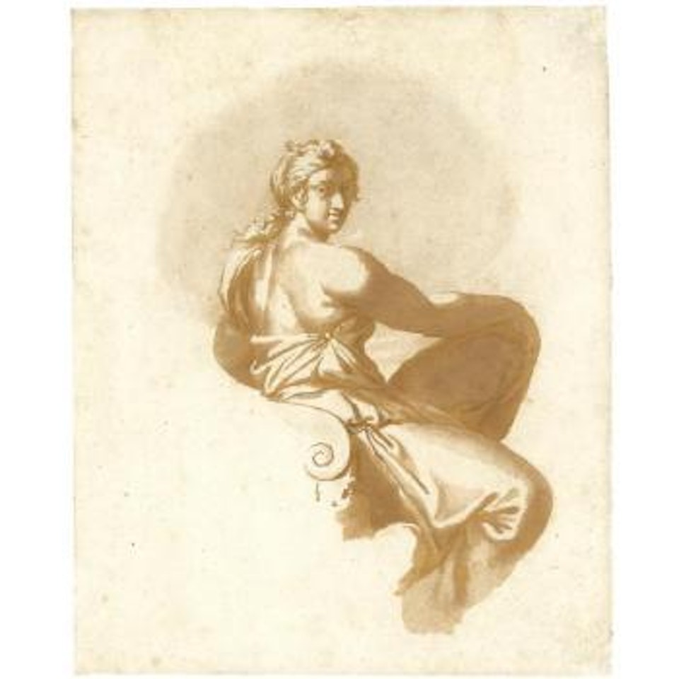 Study Of A Seated Allegorical Female Figure, In Profile To The Right by Jan de Bisschop