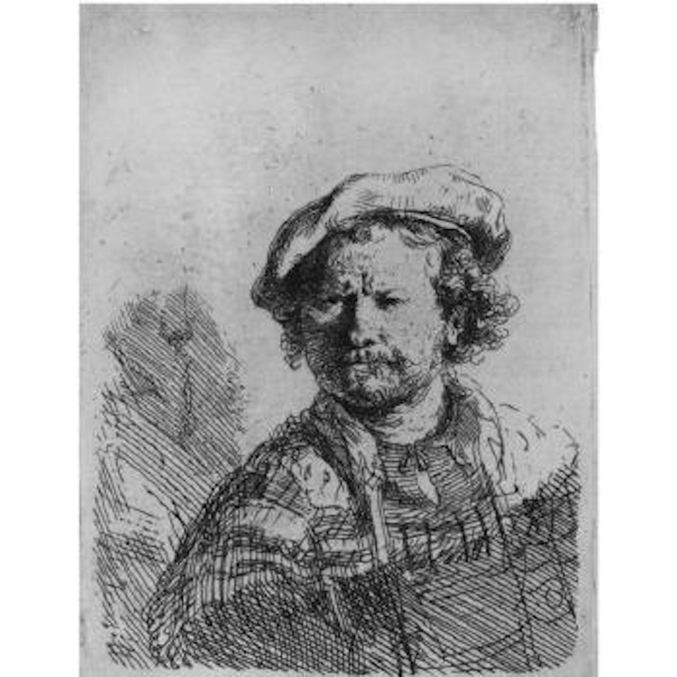 Self Portrait In A Flat Cap And Embroidered Dress (B., Holl. 26; H. 157; Bb. 38-1) by Attributed to Rembrandt Harmensz van Rijn