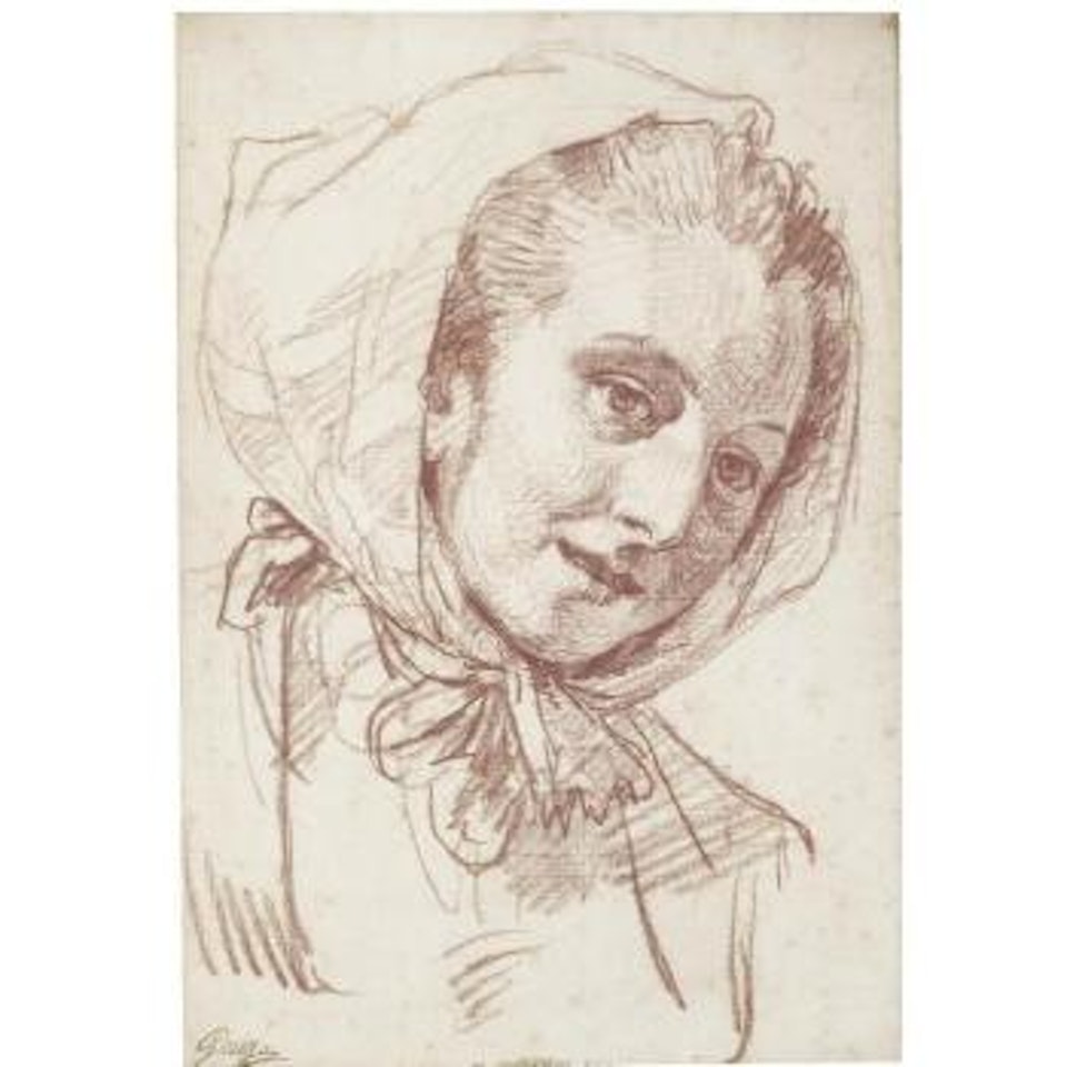 Head Of A Young Woman Wearing A Kerchief Over Her Hair by Jean-Baptiste Greuze