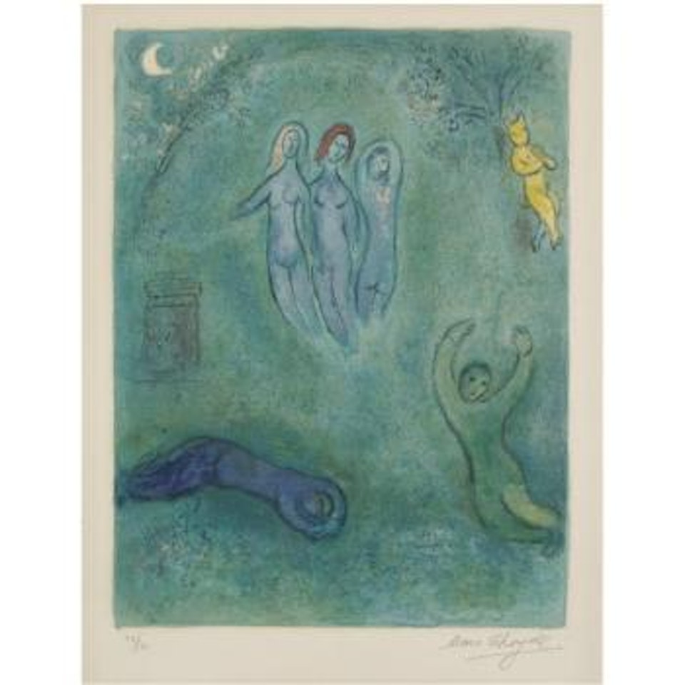 Daphnis And Chloe: Daphniss Dream And The Nymphs (M. 325) by Marc Chagall