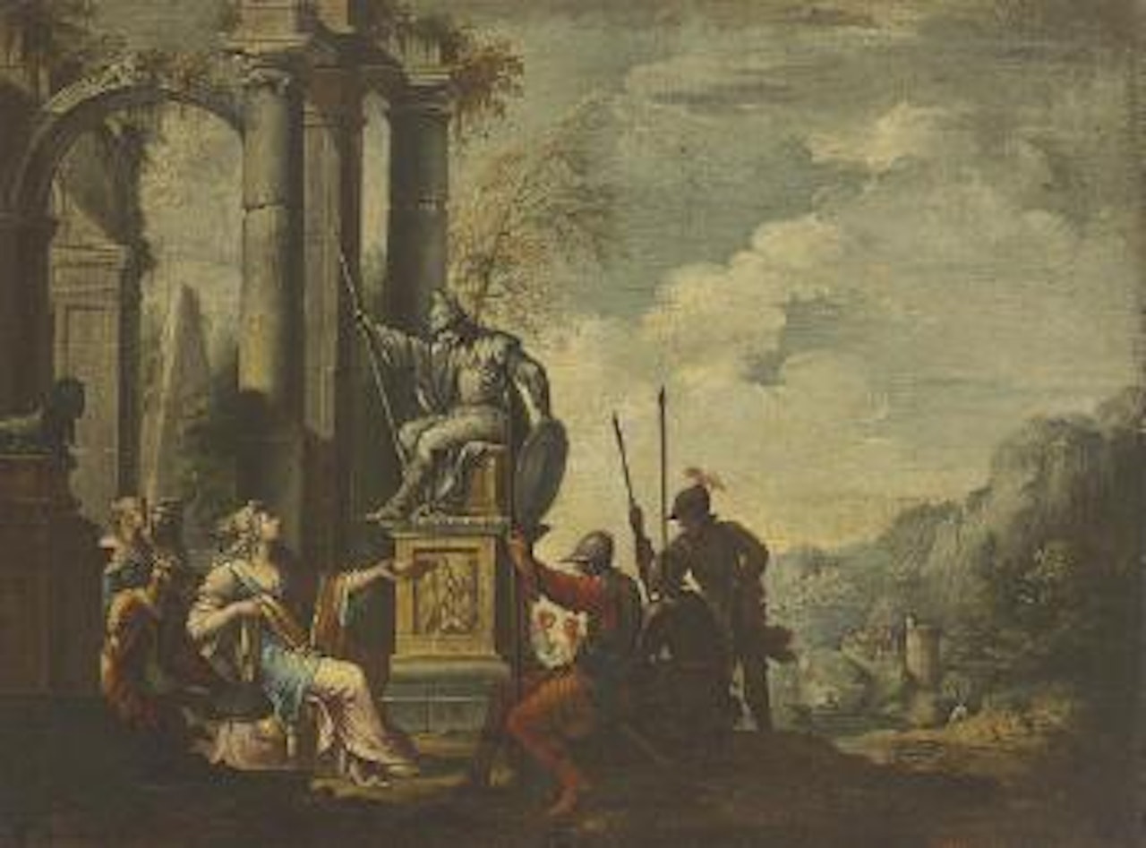 Artemisia toasting the statue of her dead husband Mausolus with wine mixed with his ashes by Giovanni Ghisolfi