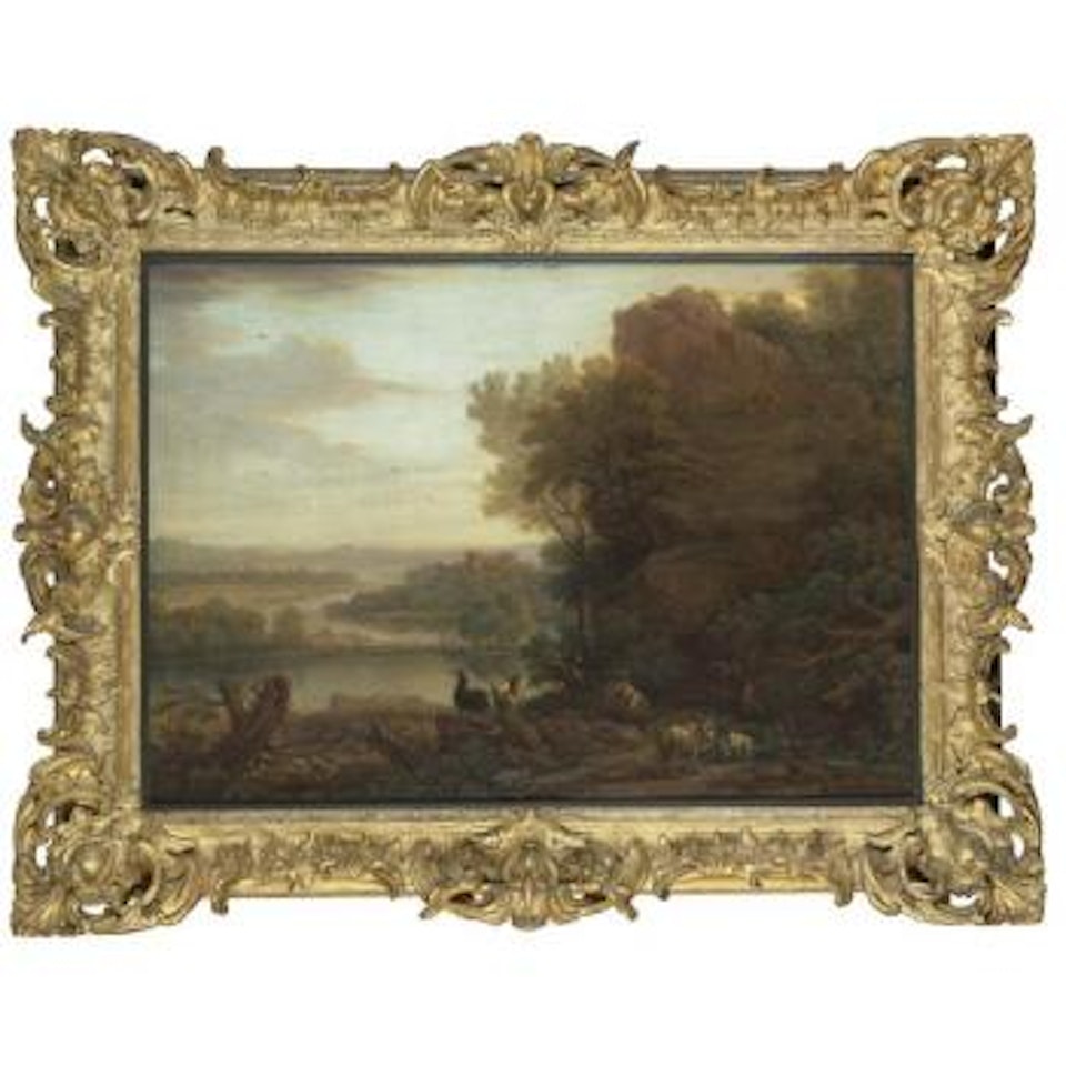 An Arcadian Landscape With Goats A Castle Beyond by John Wootton