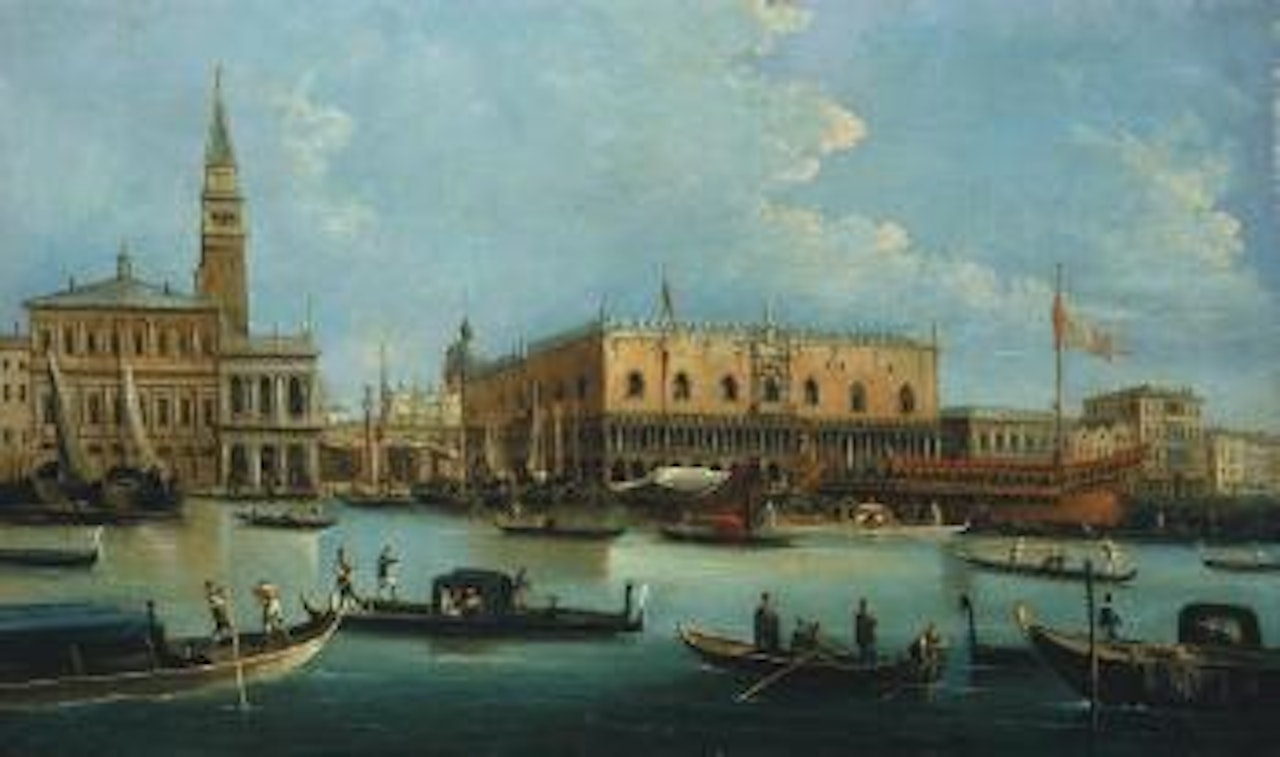 The Bucintoro at the Molo on Ascension Day by Giuseppe Bernardino Bison