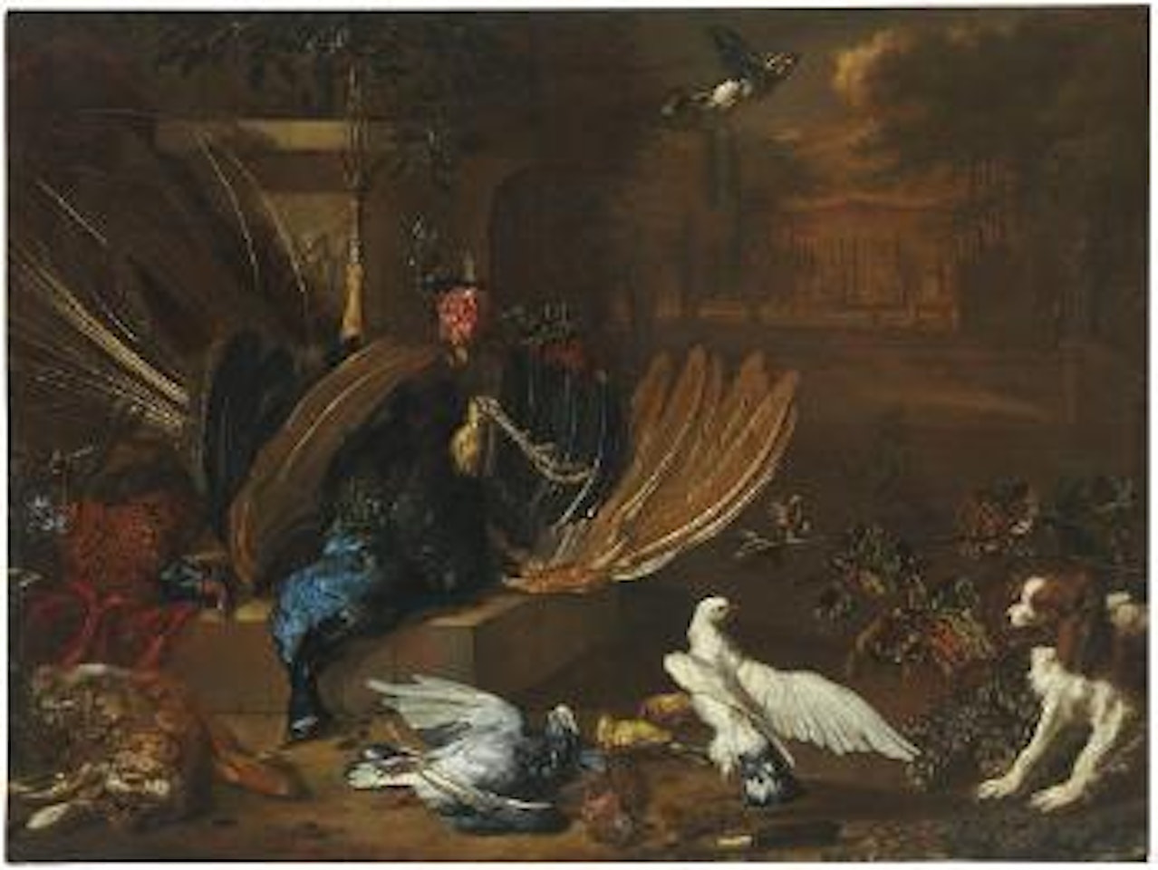 Still life of dead game with birds by Dirk Valkenburg