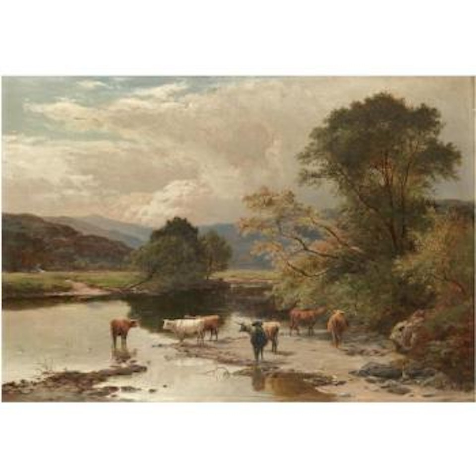 Cattle At A Ford On The East Lyn, North Devon by Sidney Richard Percy