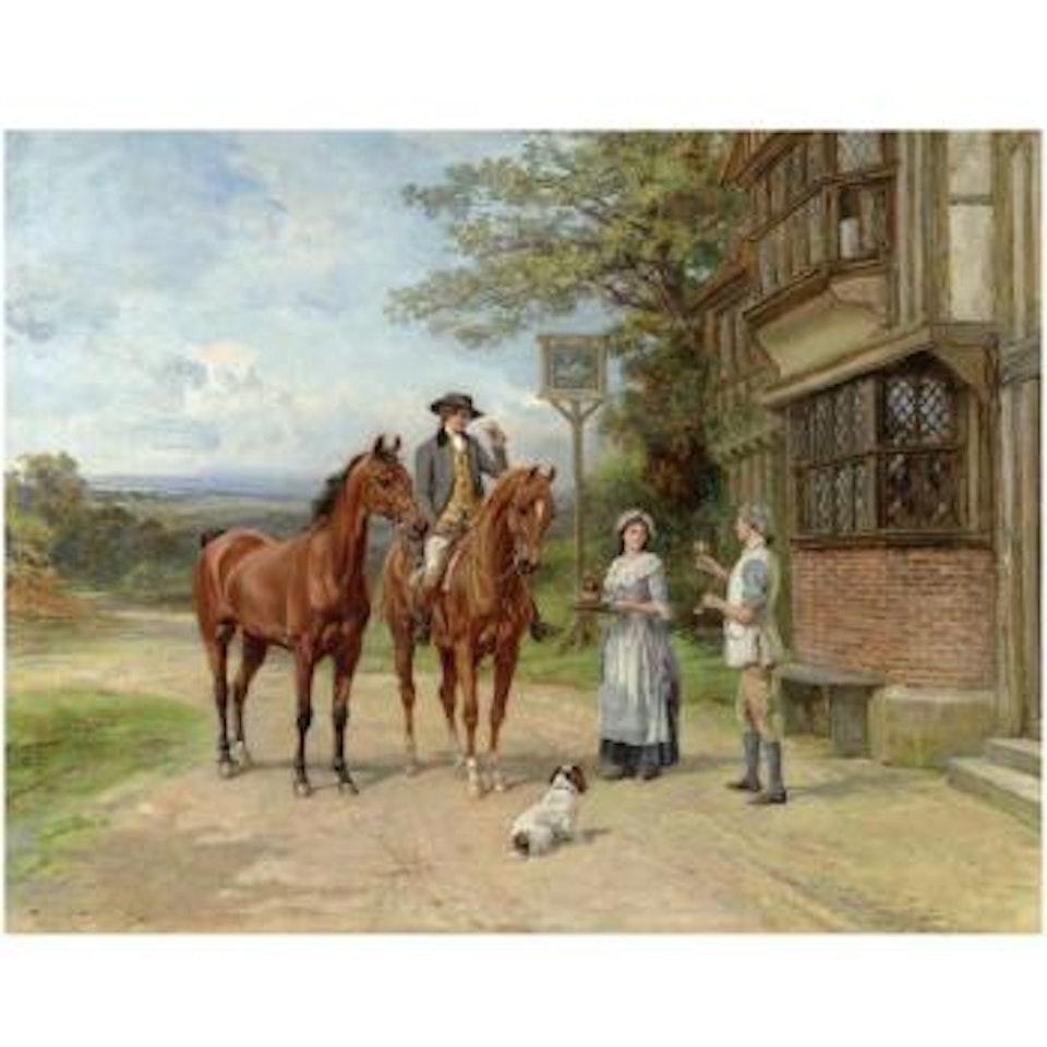 Outside The White Swan Inn by Heywood Hardy