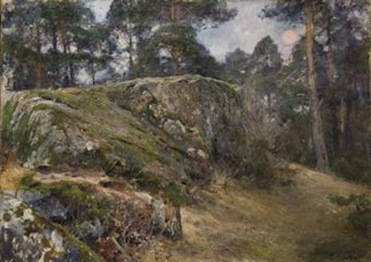 Rocher dans une forêt by Bruno Liljefors