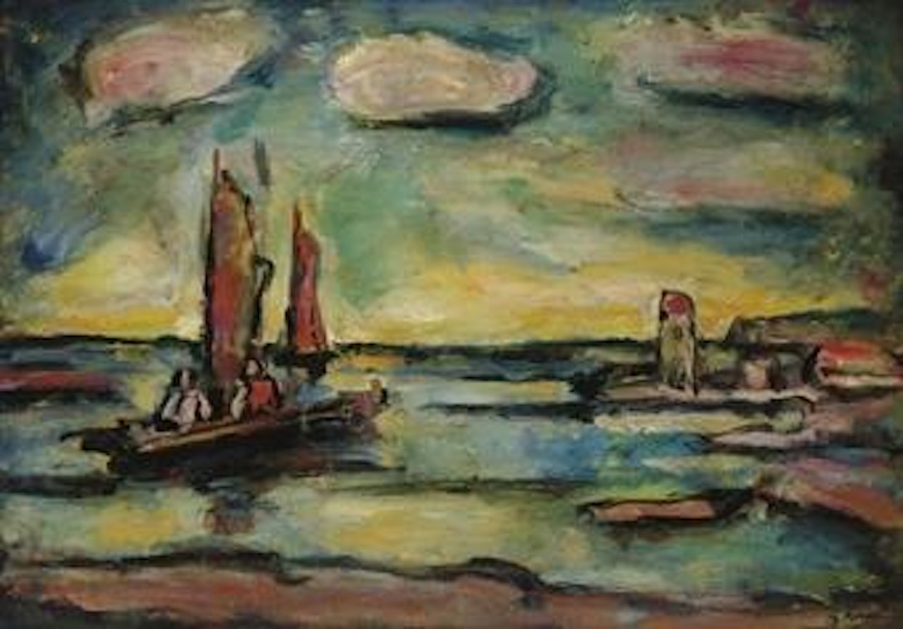 Barques de pêcheurs au soleil couchant by Georges Rouault