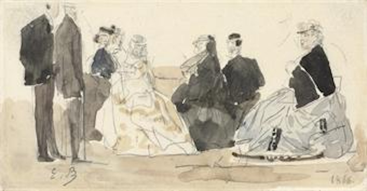 Les crinolines sur la plage by Eugène Boudin