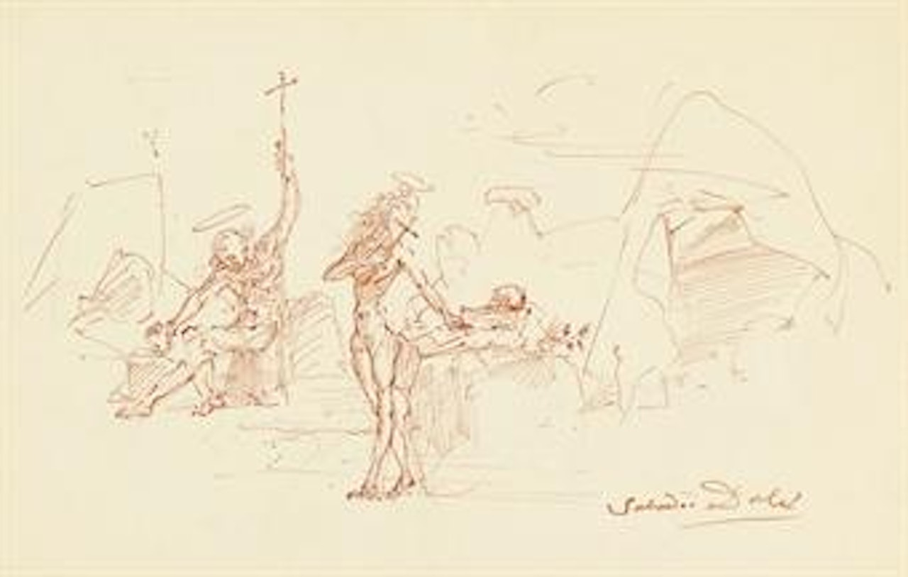 Deux figures à la croix by Salvador Dali