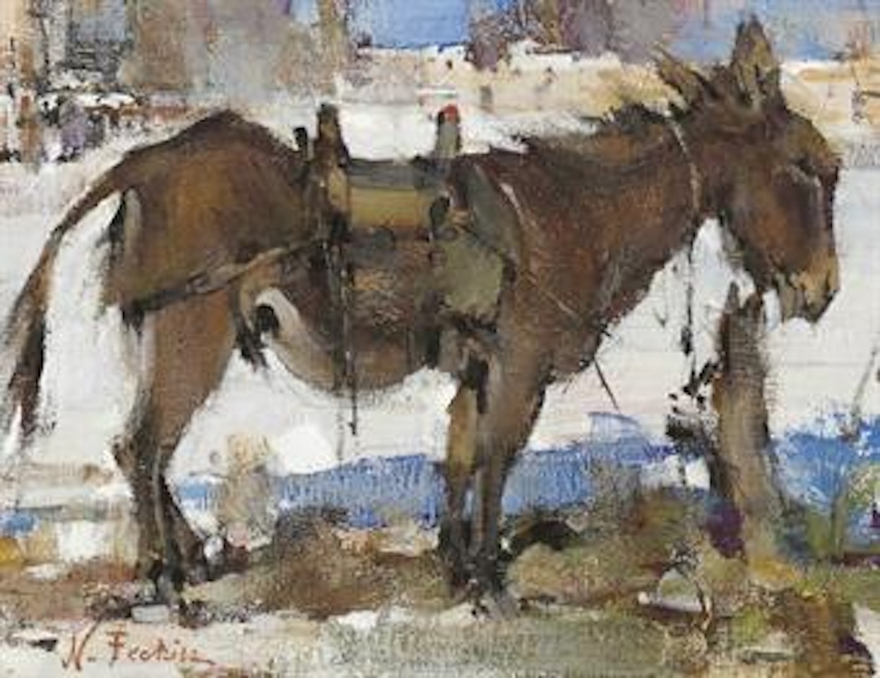 Burro Tethered by Nicolai Fechin