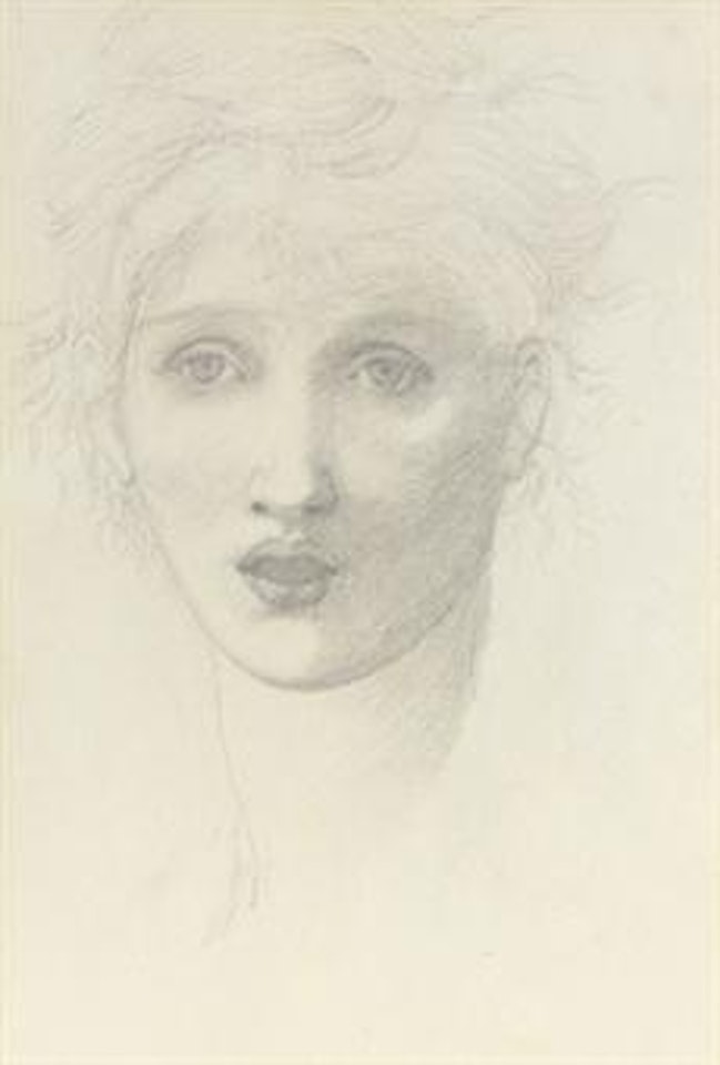 Study of a female head, singing by Edward Coley Burne-Jones