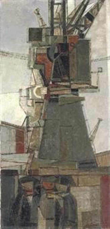 Cranes and men by Prunella Clough