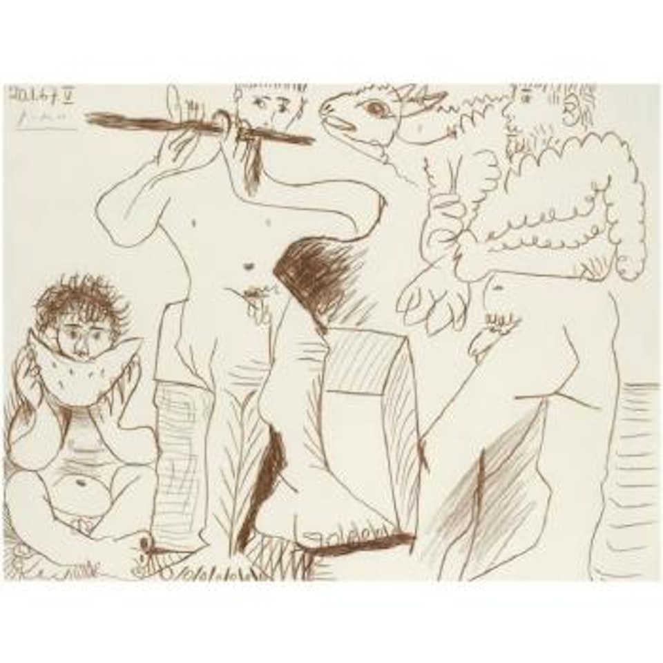 Homme Au Mouton, Mangeur De Pastèque Et Flutiste by Pablo Picasso