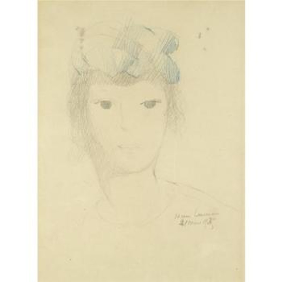 Jeune Femme Au Chapeau Bleu by Marie Laurencin