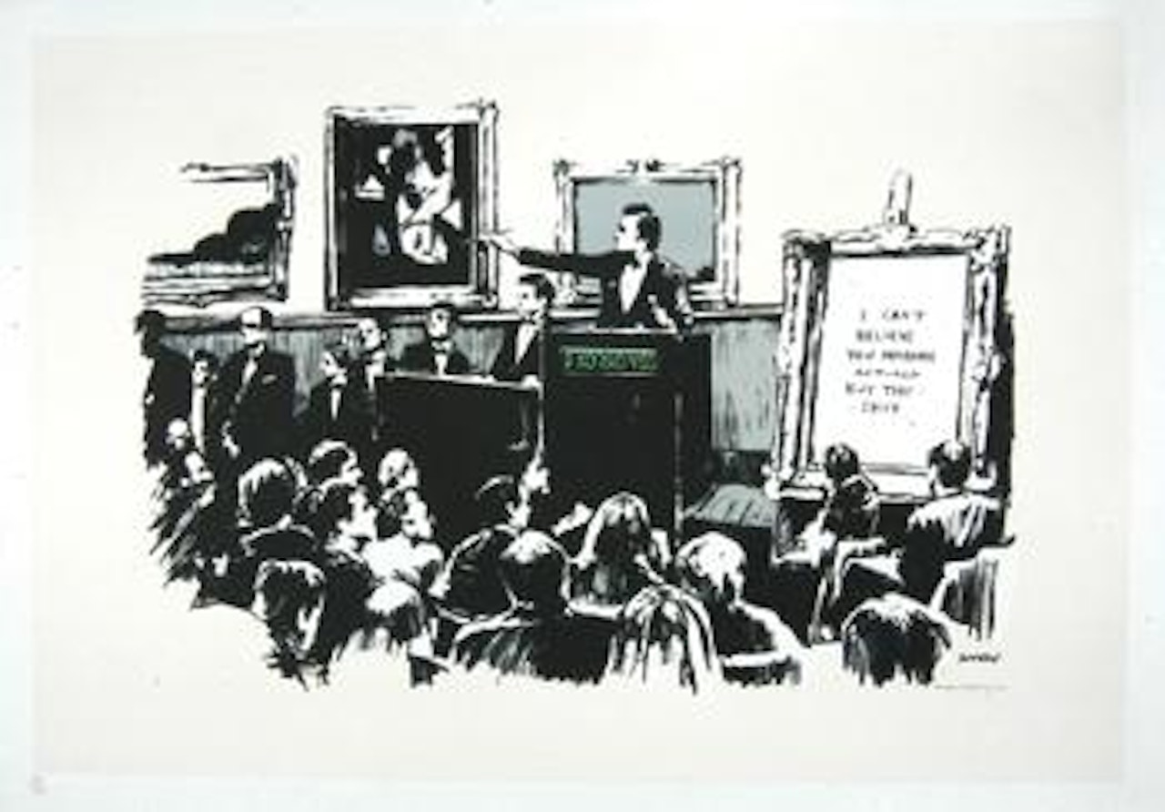 Morons (white) by Banksy