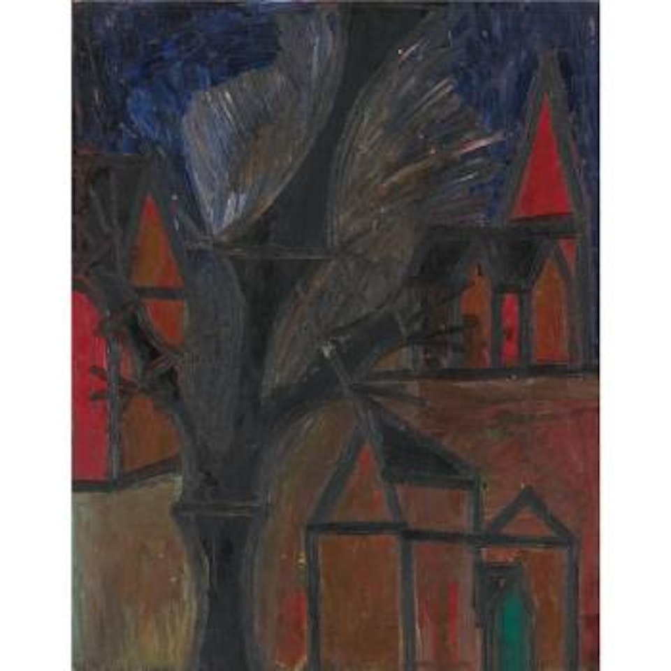 Houses And Tree by Francis Newton Souza