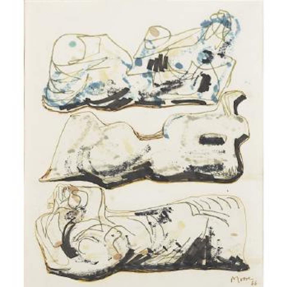 Three reclining figures by Henry Moore