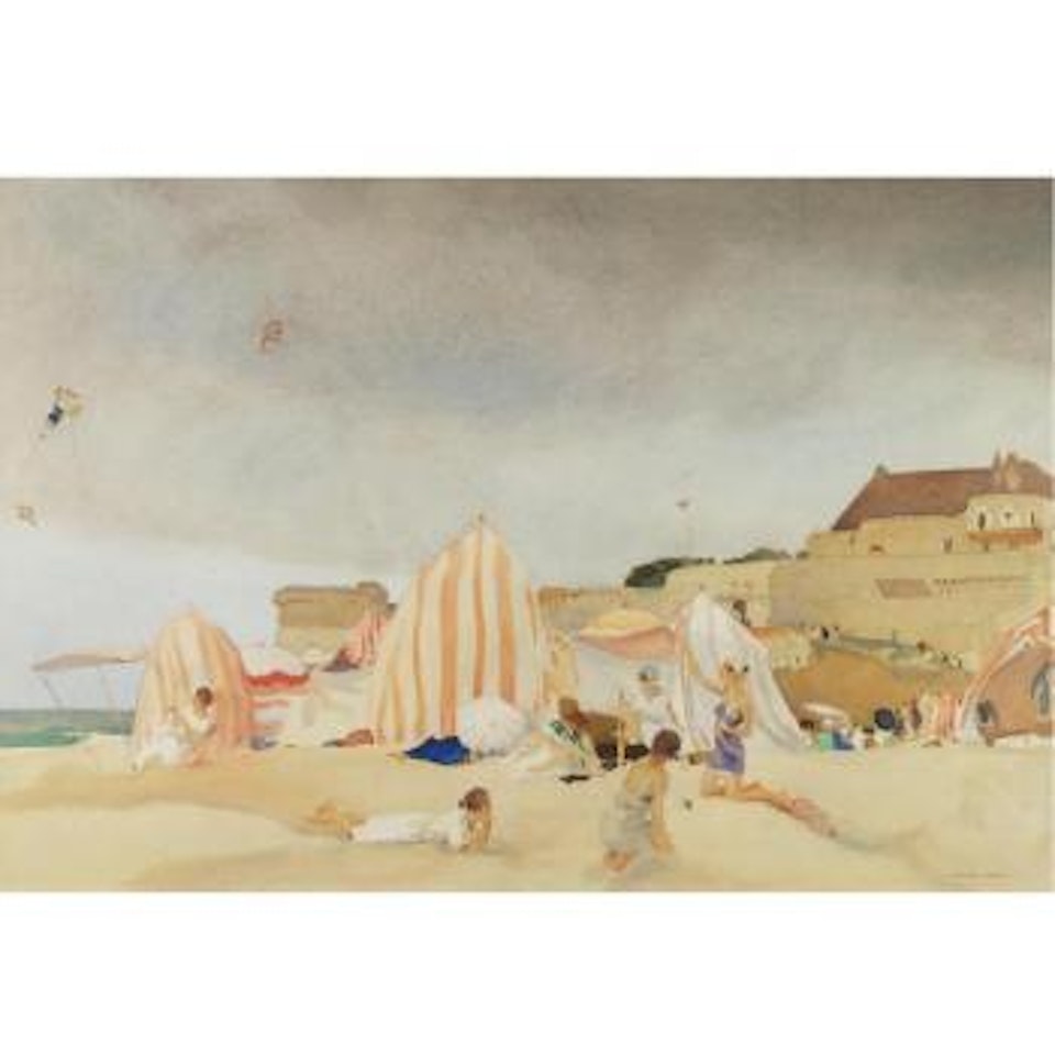 Flying Kites On The Beach, St Malo by William Russell Flint