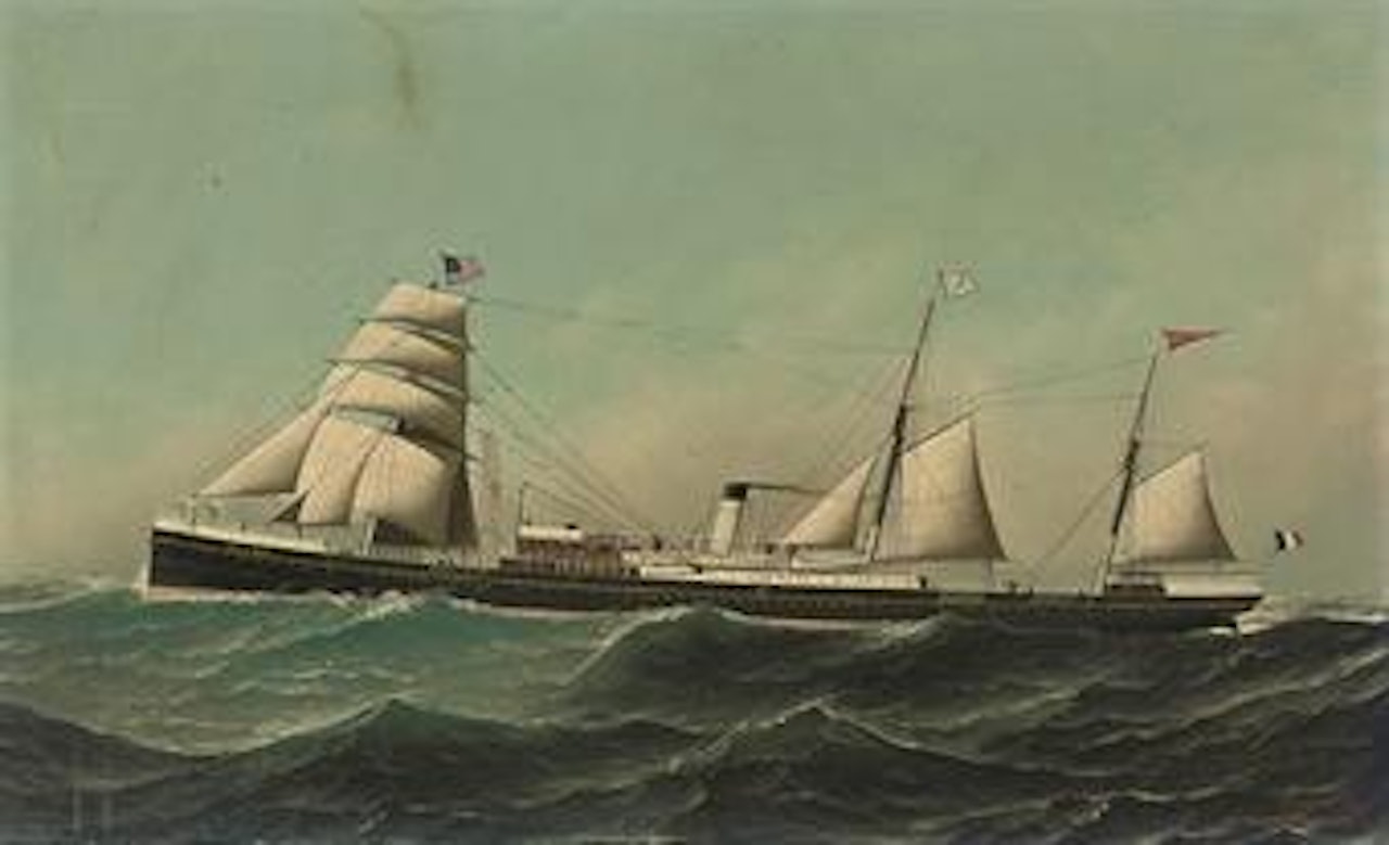 The French steamer Chateau Yquem outward-bound for New York by Antonio Jacobsen