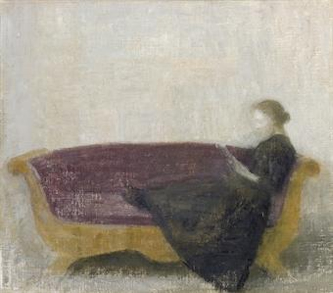 Laesende dame i sofa (Reclining lady on a sofa) by Vilhelm Hammershoi