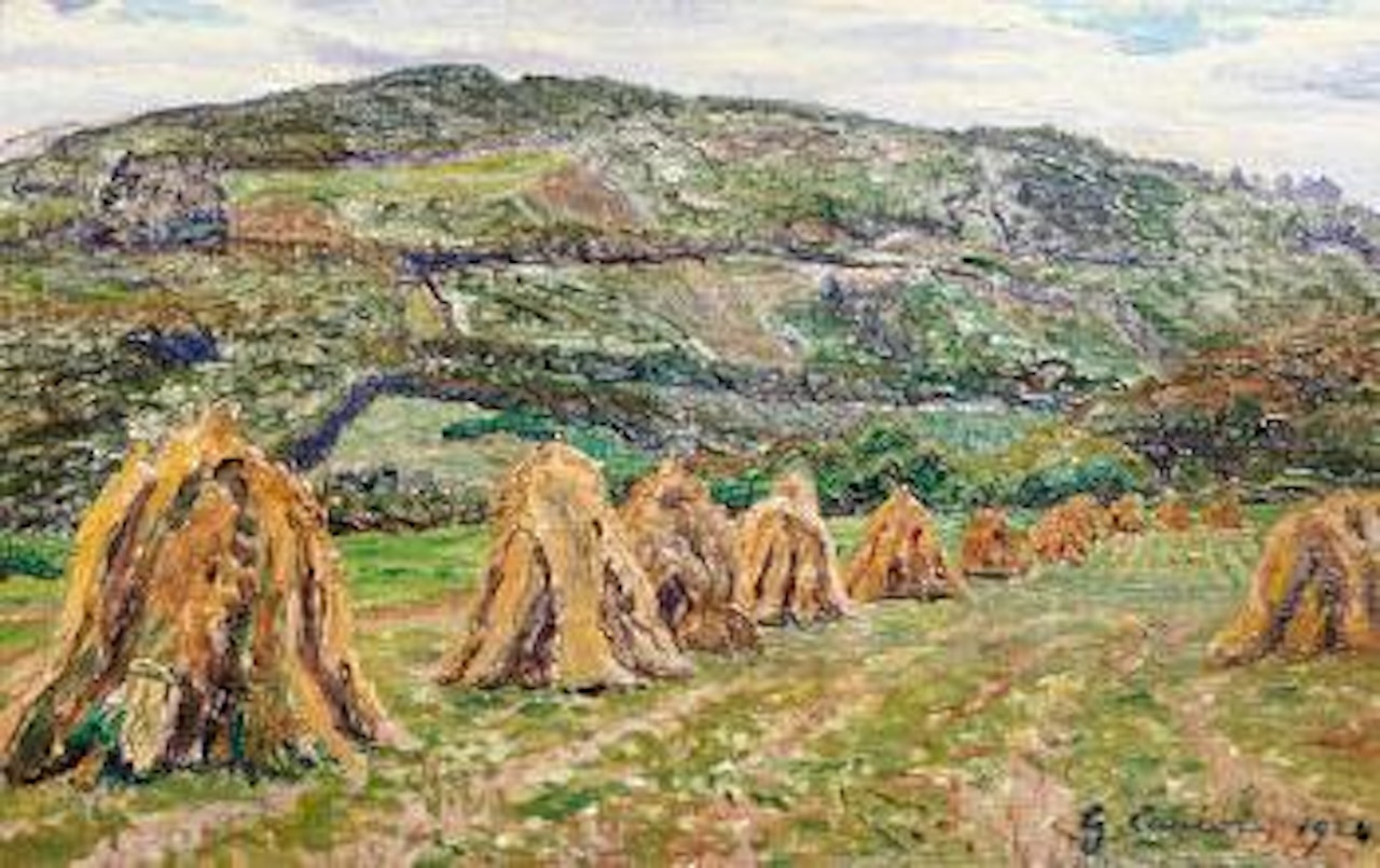 Landscape with haystacks, Moissoon, France by Gustave Cariot
