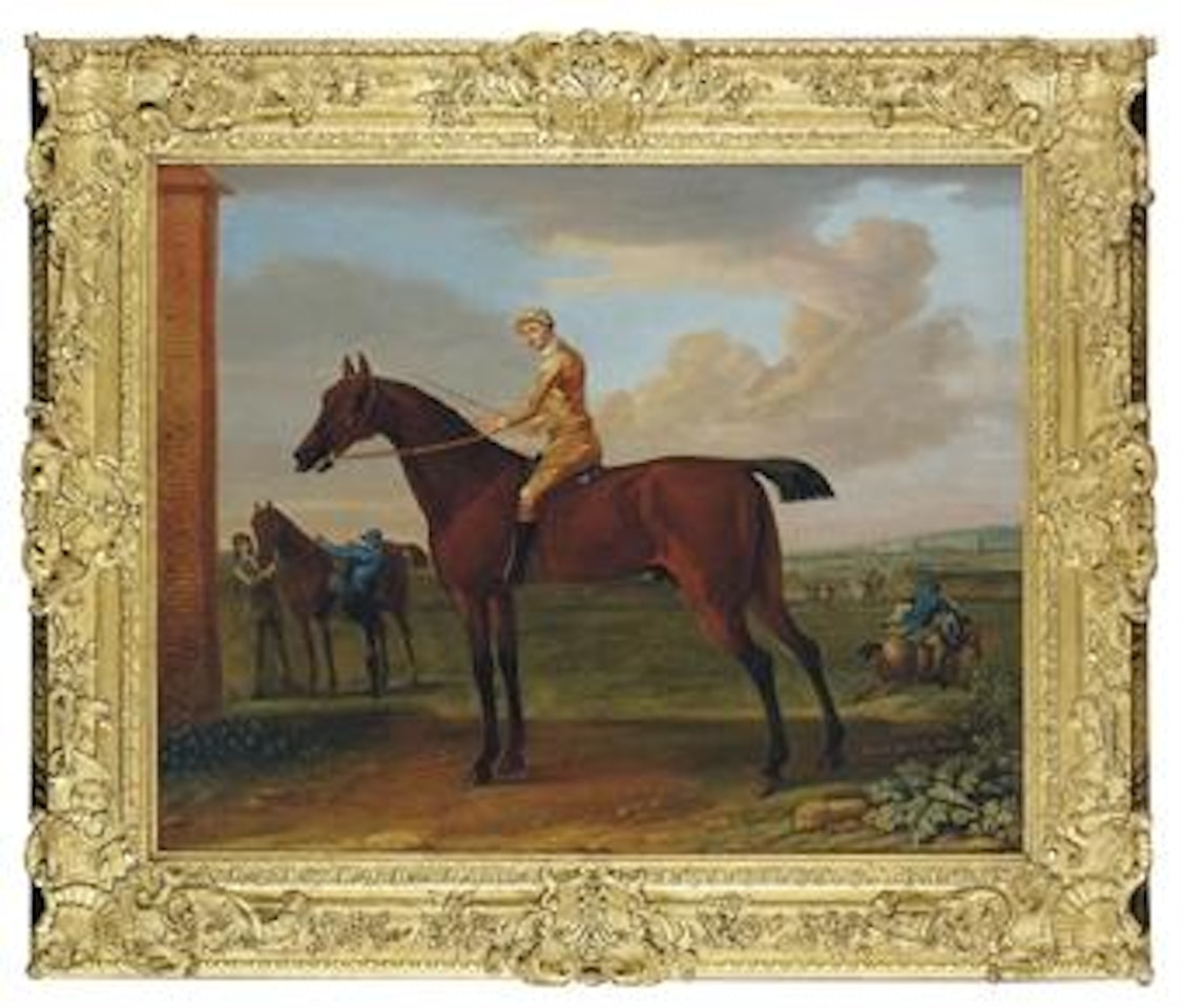 Wanton, a bay racehorse with jockey up, at Newmarket by John Wootton