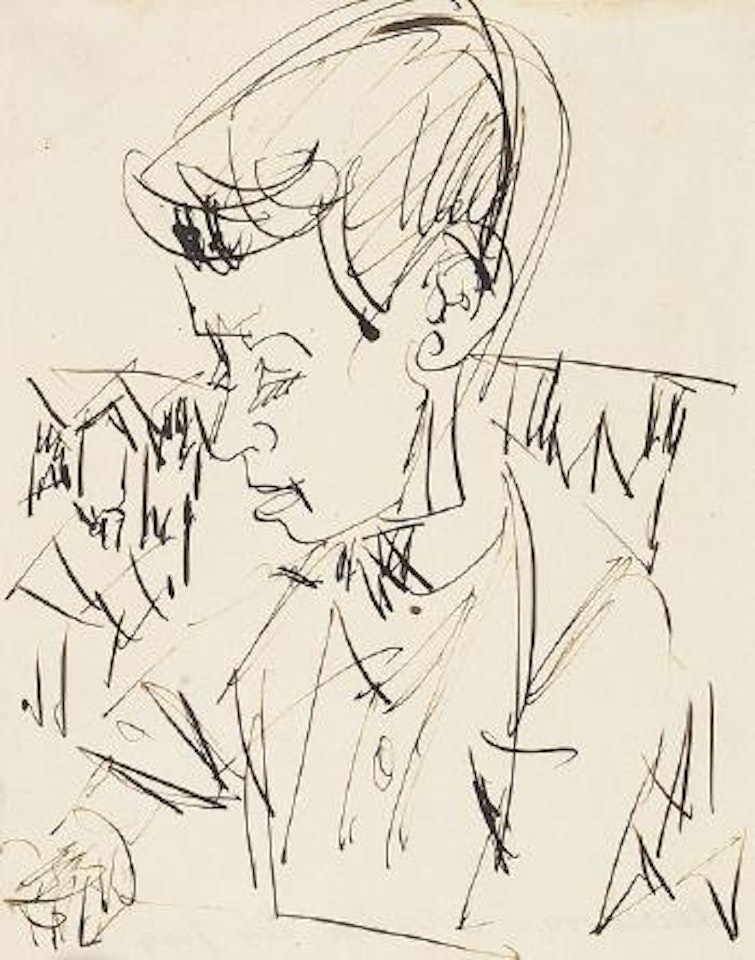 Portratskizze eines jungen Mannes by Ernst Ludwig Kirchner