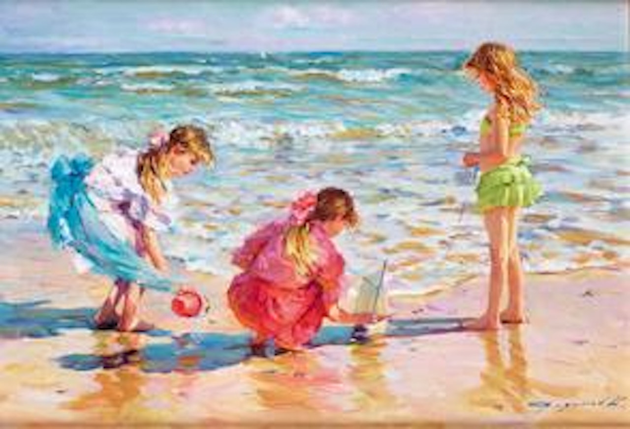 Children at the sea by Constantin Razoumov