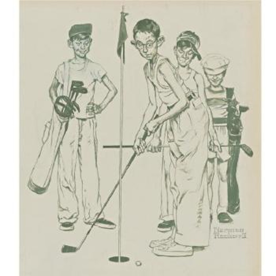 Four Sporting Boys: Golf by Norman Rockwell