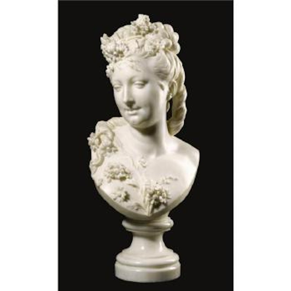 A Bust Of A Girl With Marguerites In Her Hair by Albert-Ernest Carrier-Belleuse