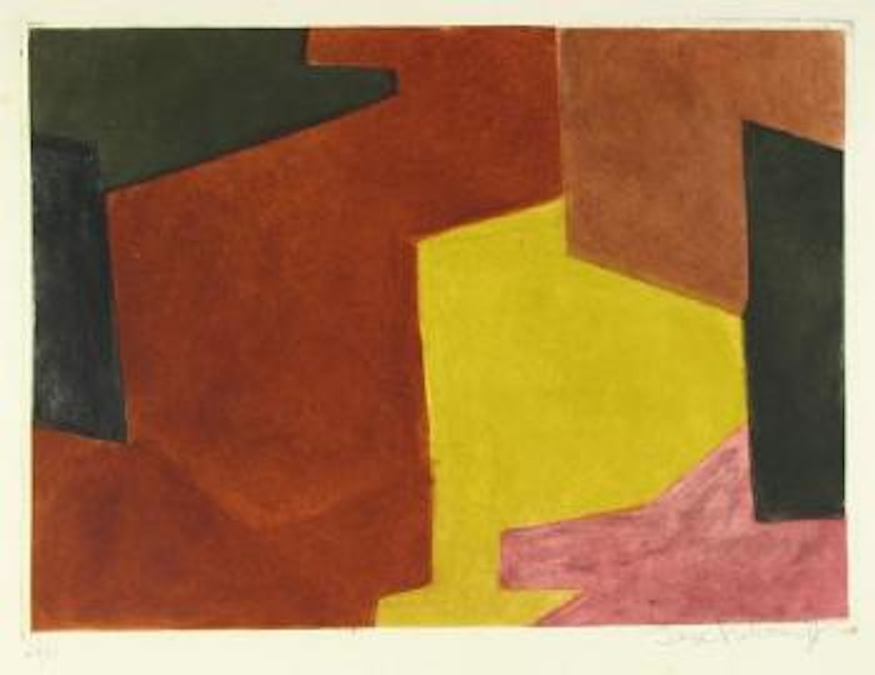 Composition brune, jaune et mauve by Serge Poliakoff